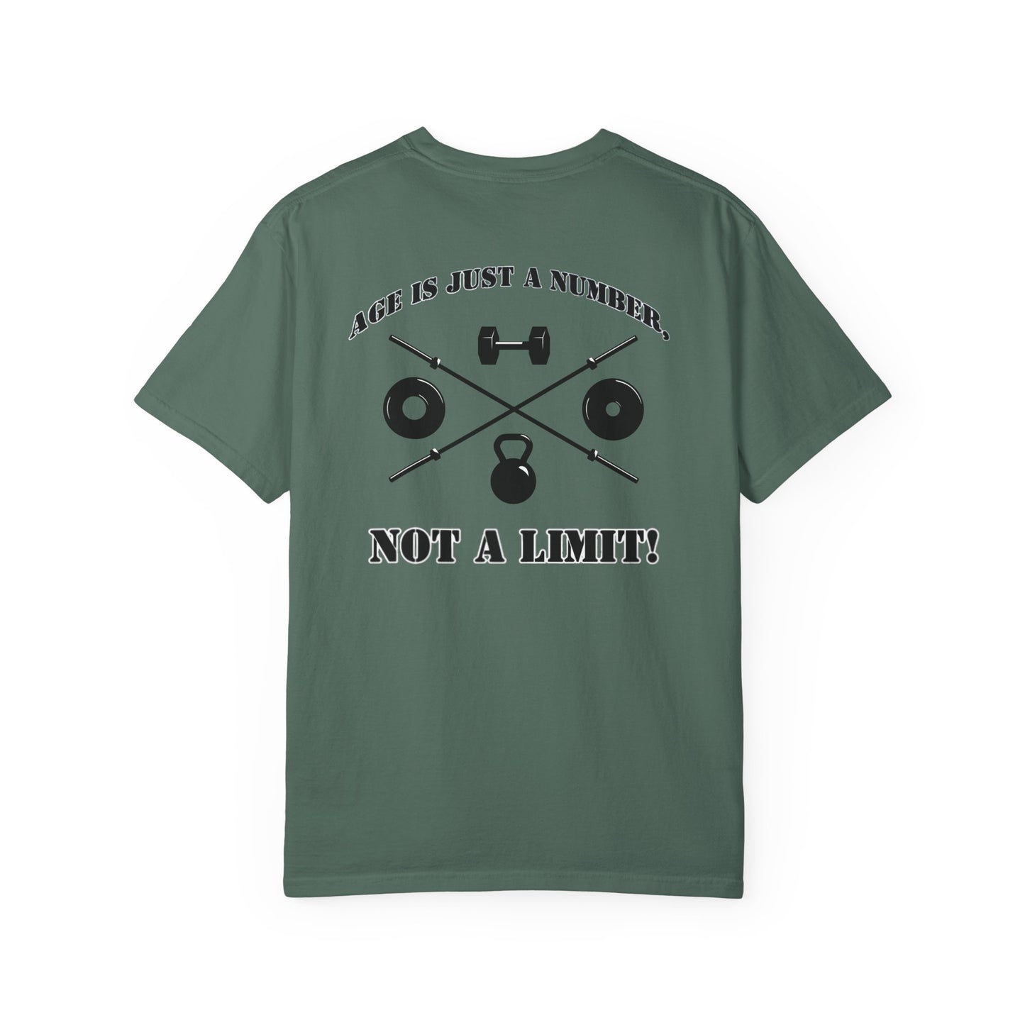 OldGuyzGear "Age is Just a Number, not a Limit"  heavy T-Shirt - Fitness Gym Tee