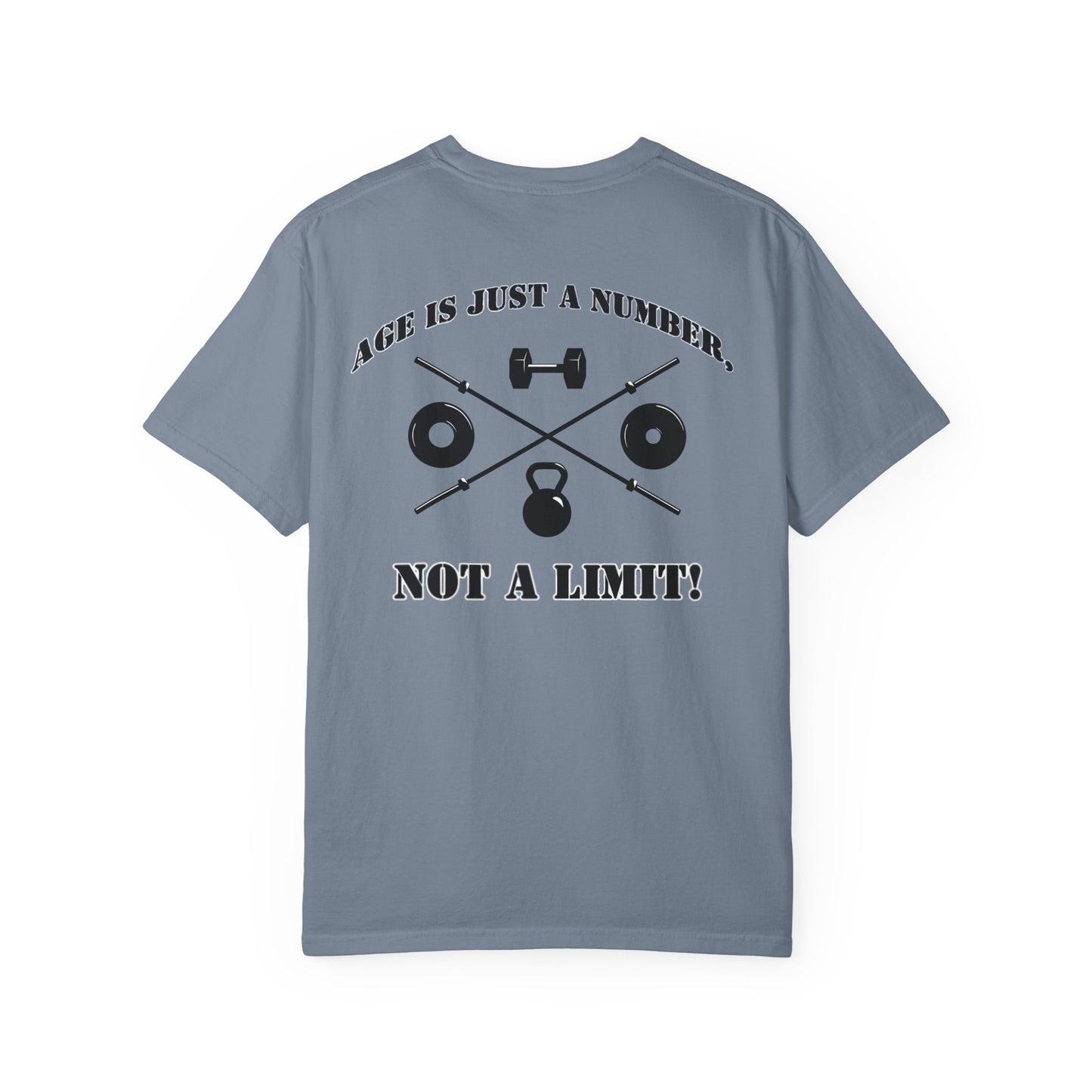 OldGuyzGear "Age is Just a Number, not a Limit"  heavy T-Shirt - Fitness Gym Tee