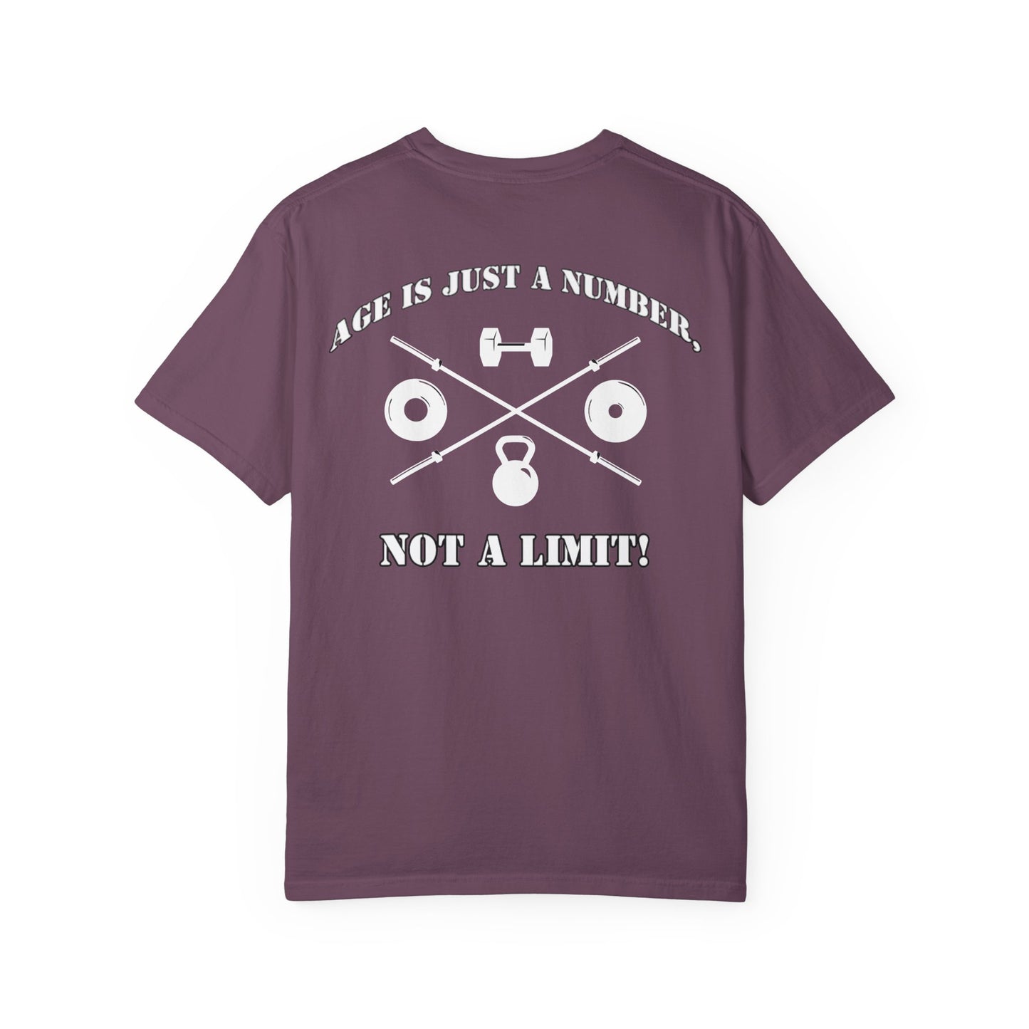 OldGuyzGear "Age is Just a Number, not a Limit"  heavy T-Shirt - Fitness Gym Tee