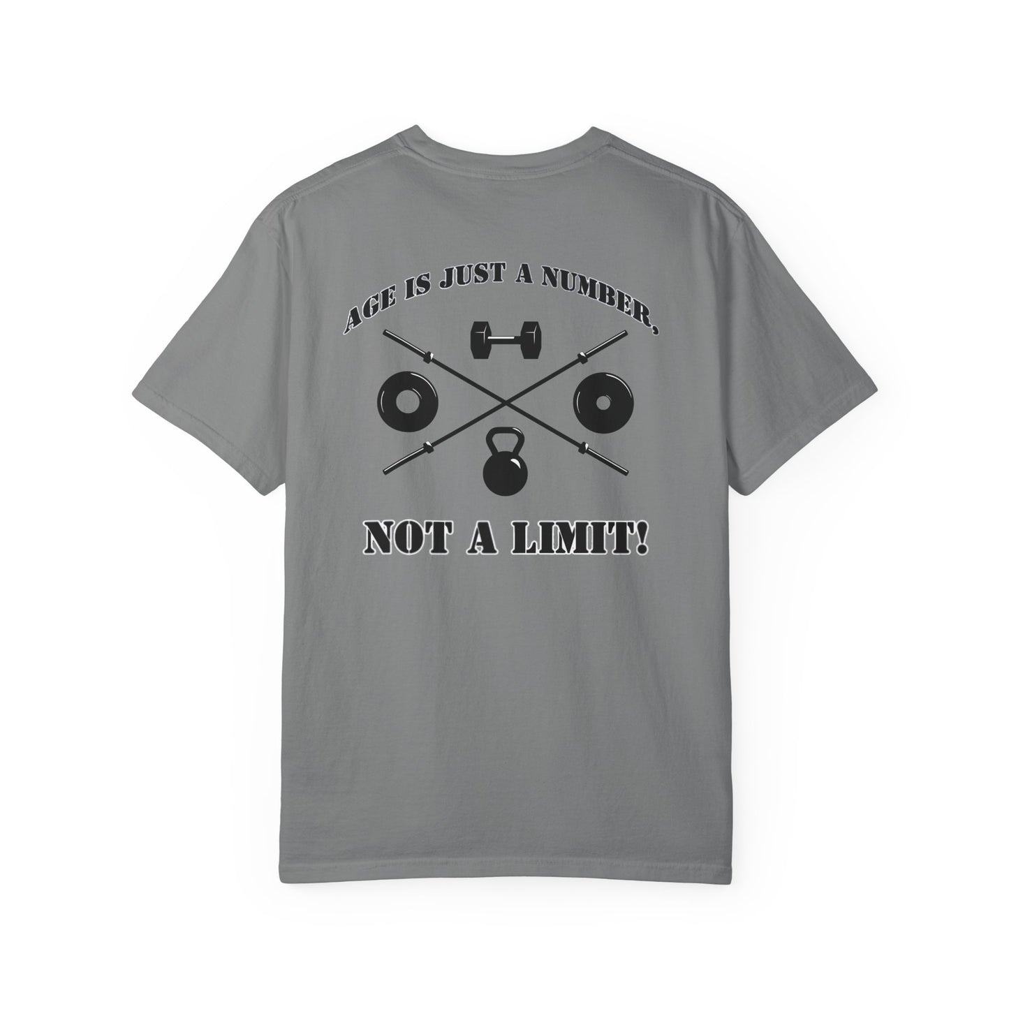 OldGuyzGear "Age is Just a Number, not a Limit"  heavy T-Shirt - Fitness Gym Tee