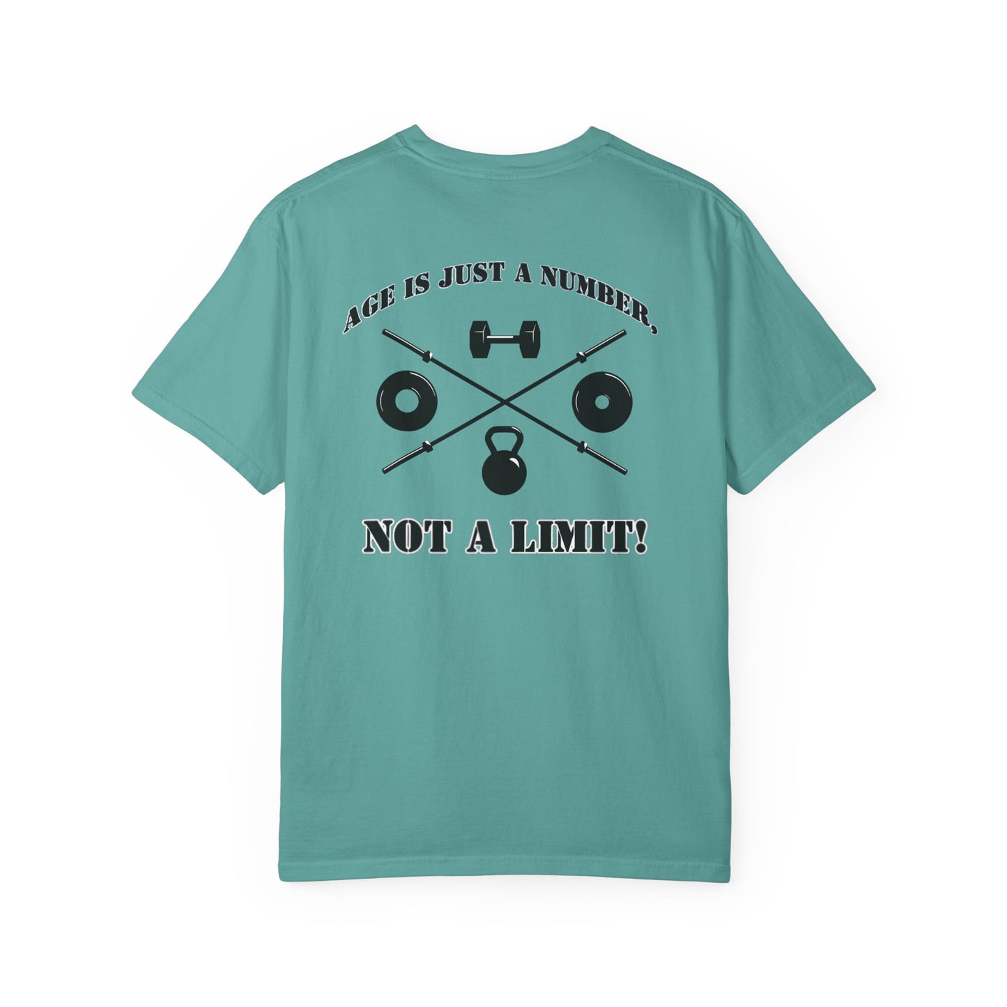 OldGuyzGear "Age is Just a Number, not a Limit"  heavy T-Shirt - Fitness Gym Tee