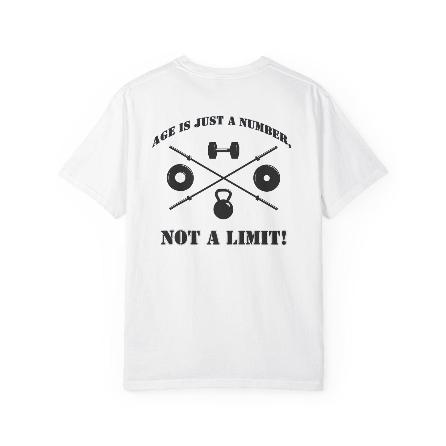 OldGuyzGear "Age is Just a Number, not a Limit"  heavy T-Shirt - Fitness Gym Tee
