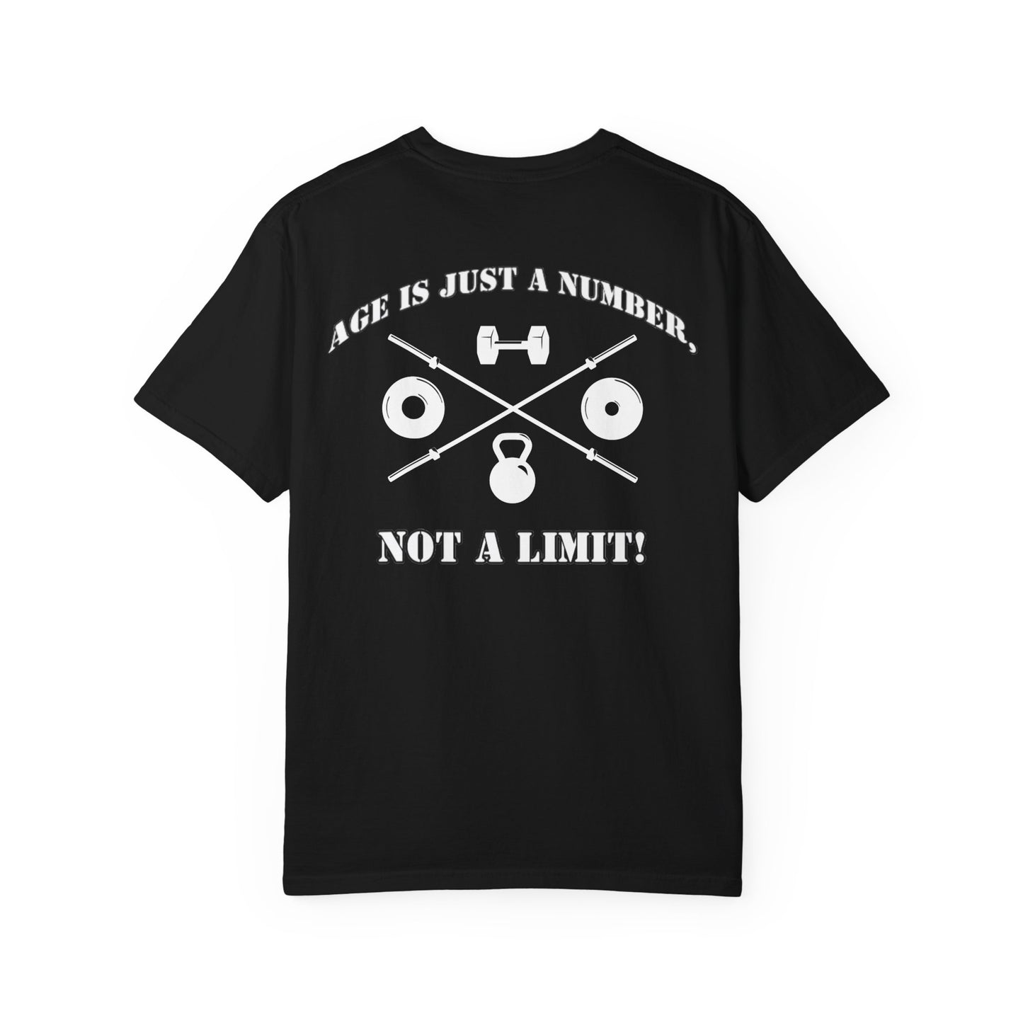 OldGuyzGear "Age is Just a Number, not a Limit"  heavy T-Shirt - Fitness Gym Tee