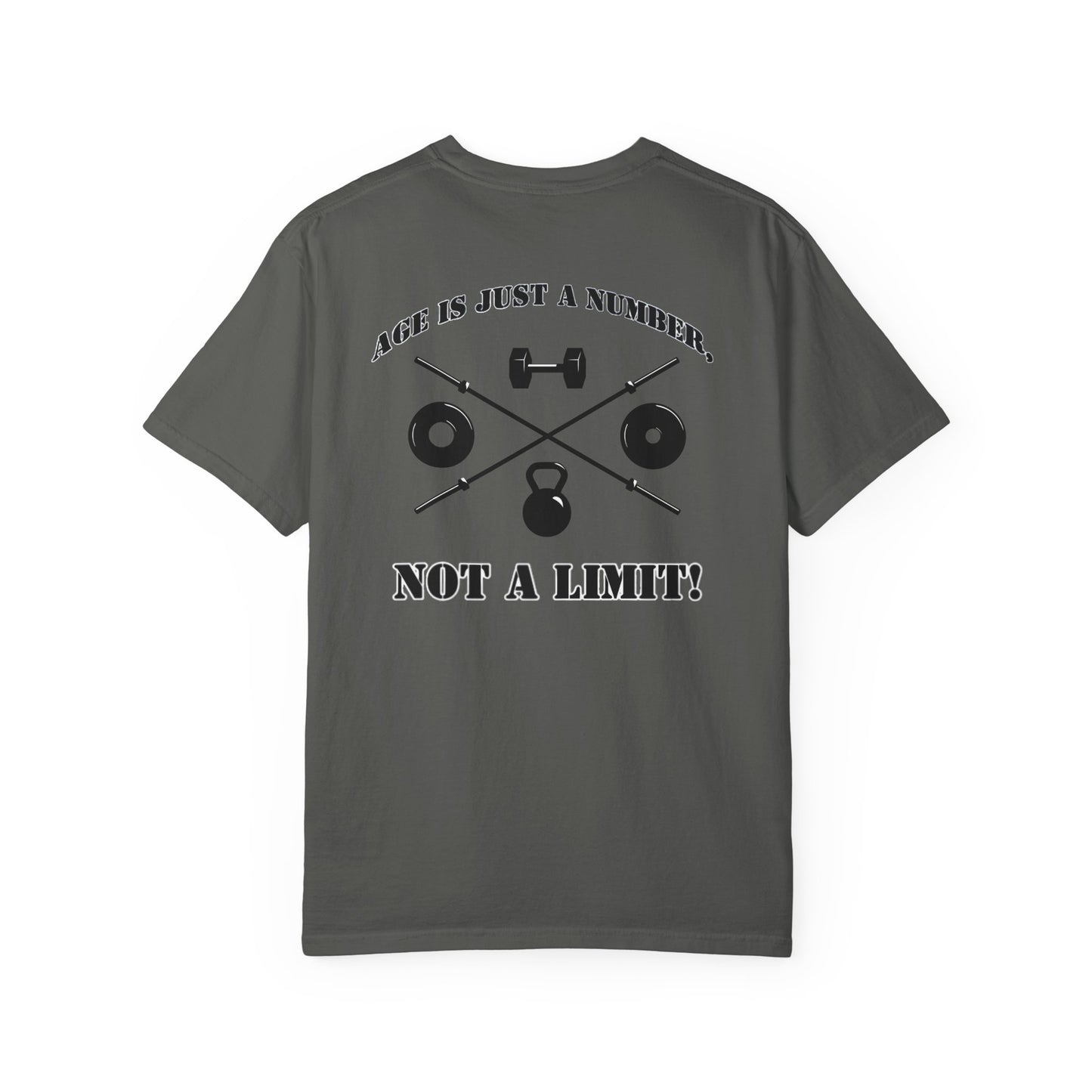OldGuyzGear "Age is Just a Number, not a Limit"  heavy T-Shirt - Fitness Gym Tee